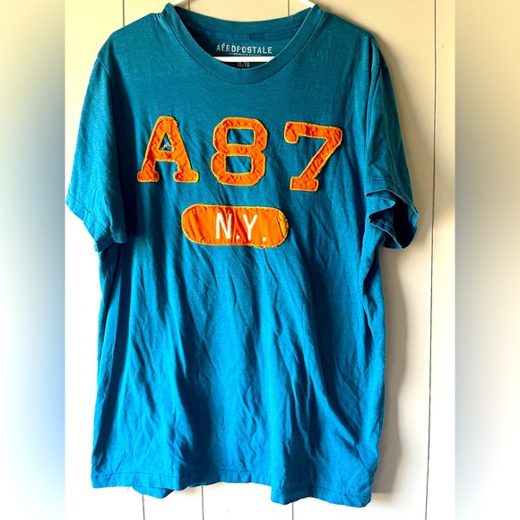 Aeropostale Teal and Orange Graphic Tee Men’s Size XL - Picture 2 of 11